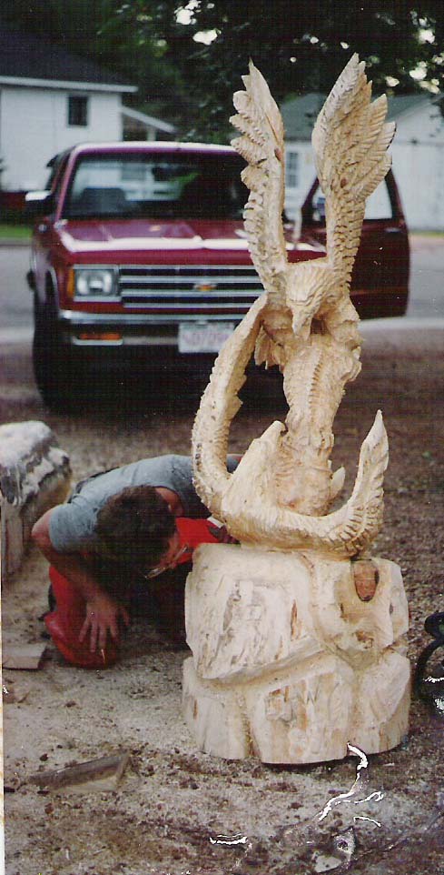 Dave Carving Eagles Fighting
